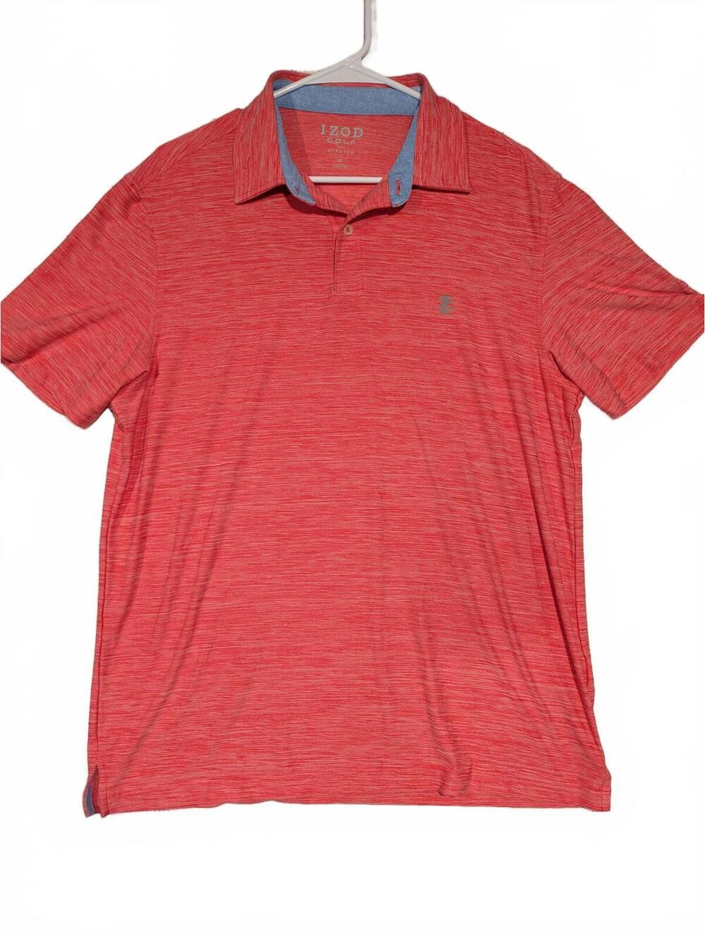 Izod Golf Stretch Performance Red Heathered Polo Shirt Short Sleeve Mens Medium